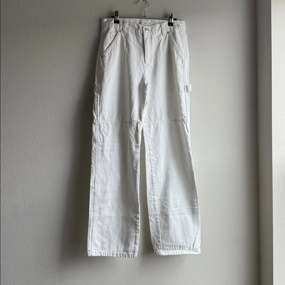 MANGO Carpenter Cargo Jeans White Wide Leg Jeans women’s size 6 US - Picture 2 of 4